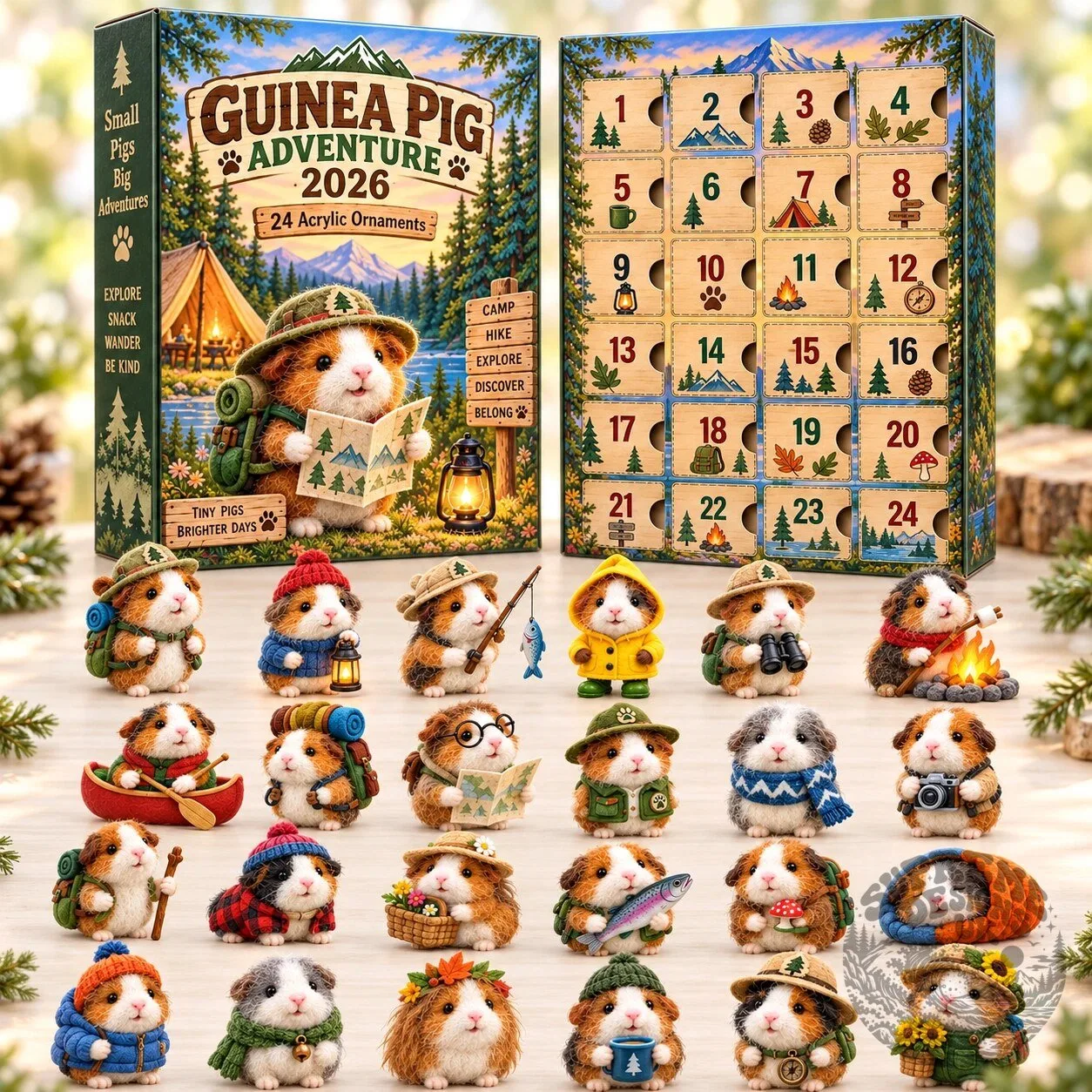 Guinea Pig Adventure 2026 Christmas Advent Calendar 24 Acrylic Ornaments Set