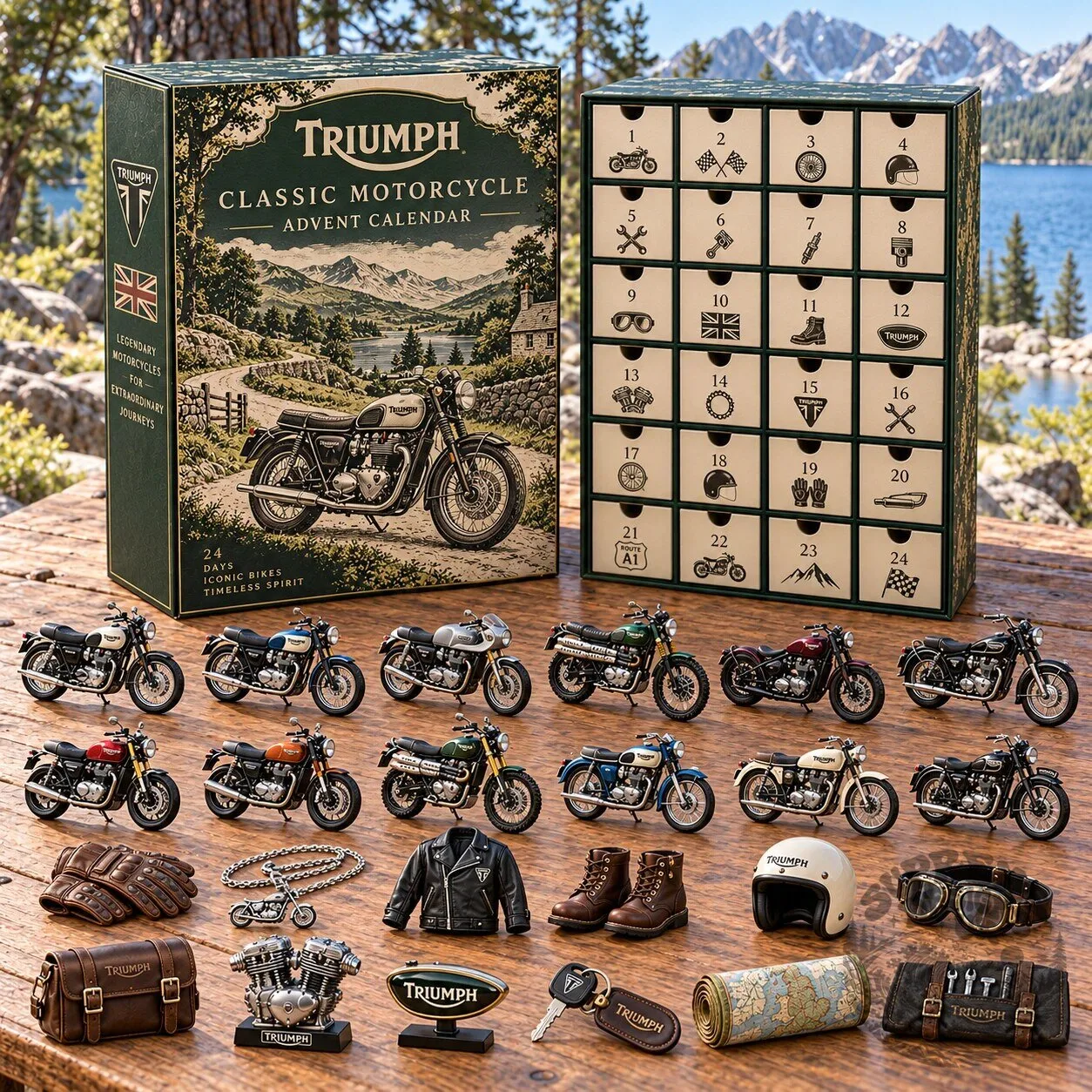 Triumph Classic Motorcycle 24 Days Advent Calendar Diecast Bike Set
