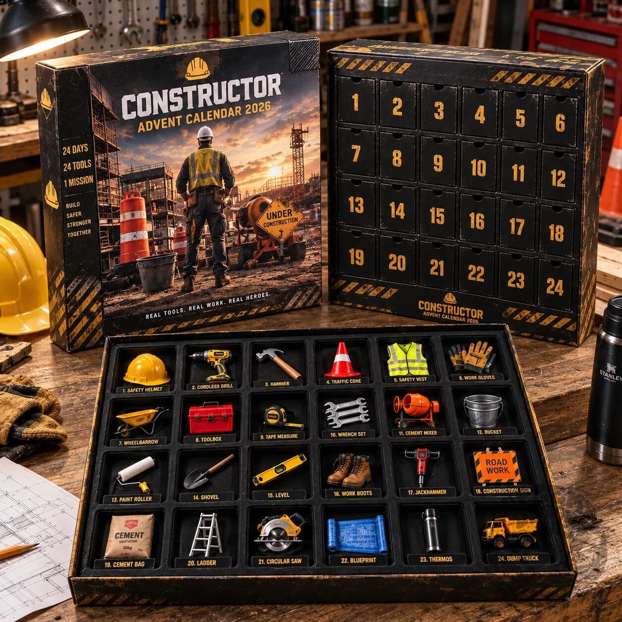 Constructor 24 Days Tool Advent Calendar 2026 Miniature Construction Toy Set