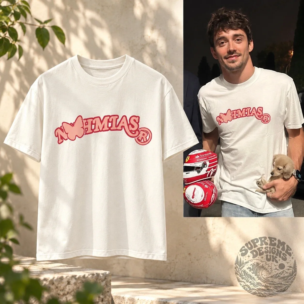 Charles Leclerc Nahmias Butterfly Arch Logo Tee Shirt
