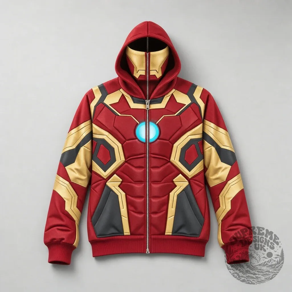 Iron Man Over Print Full-Face Cosplay Zip-Up Hoodie